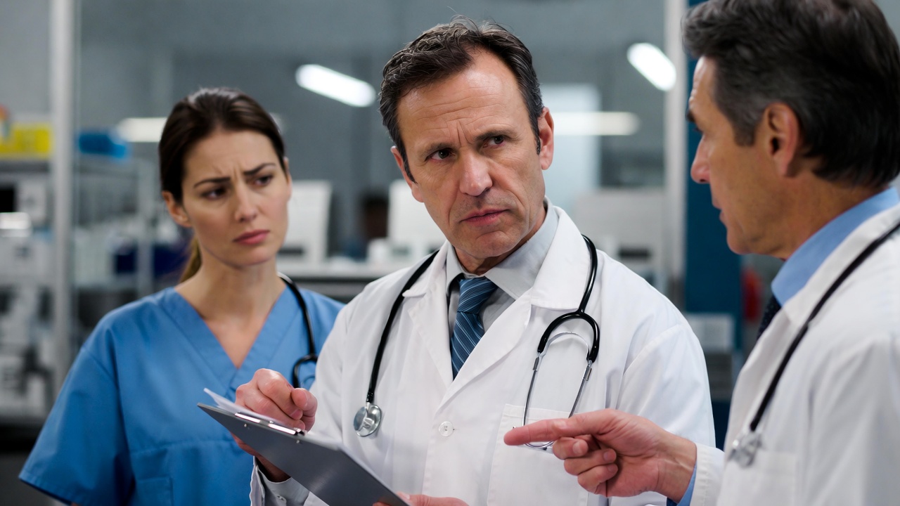 Medical team discussing lab results